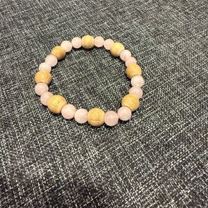 Rose quartz and Wood Beaded Bracelet